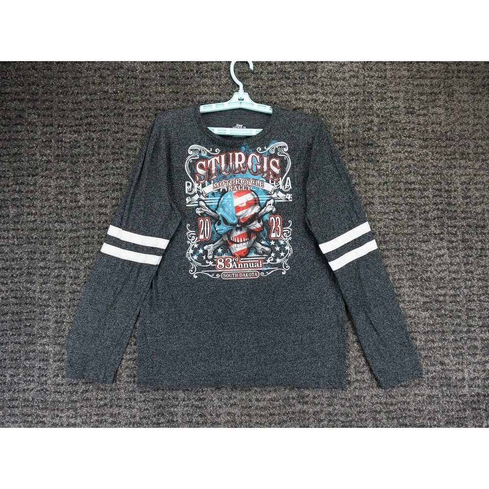 Sturgis Motorcycle Rally T-Shirt Womens Medium Gray Long Sleeve 83rd Annual 2023